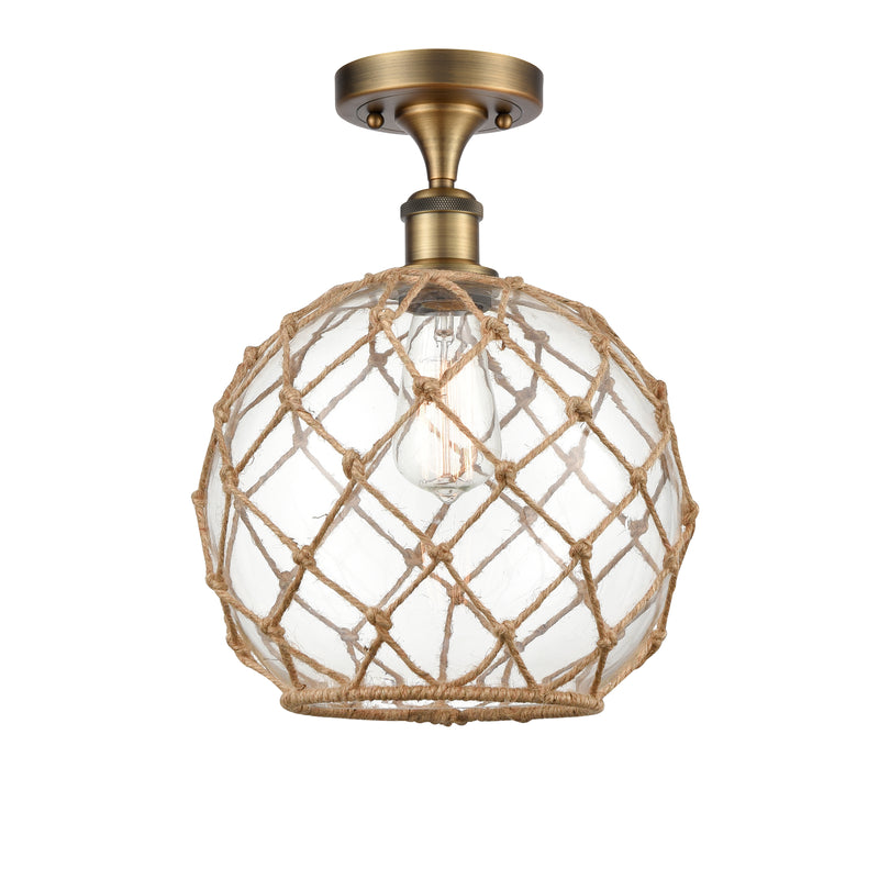 Innovations Lighting Large Farmhouse Rope 1 Light Semi-Flush Mount Part Of The Ballston Collection 516-1C-BB-G122-10RB