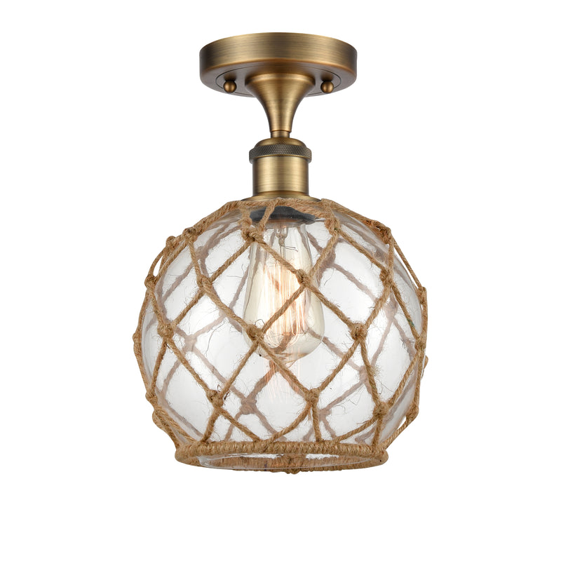 Innovations Lighting Farmhouse Rope 1 Light Semi-Flush Mount Part Of The Ballston Collection 516-1C-BB-G122-8RB