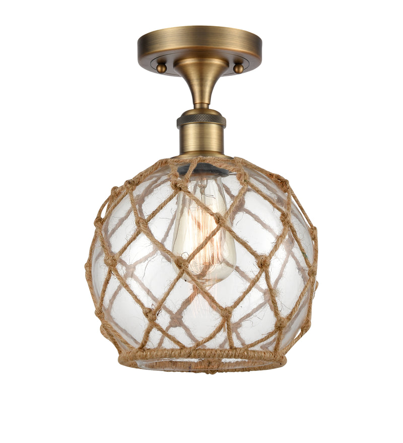 Innovations Lighting Farmhouse Rope 1 Light Semi-Flush Mount Part Of The Ballston Collection 516-1C-BB-G122-8RB-LED