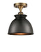 Innovations Lighting Adirondack 1 Light Semi-Flush Mount Part Of The Ballston Collection 516-1C-BB-M14-BK-LED