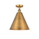 Ballston Cone Semi-Flush Mount shown in the Brushed Brass finish with a Brushed Brass shade