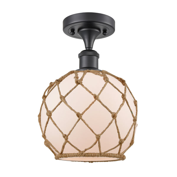 Innovations Lighting Farmhouse Rope 1 Light Semi-Flush Mount Part Of The Ballston Collection 516-1C-BK-G121-8RB