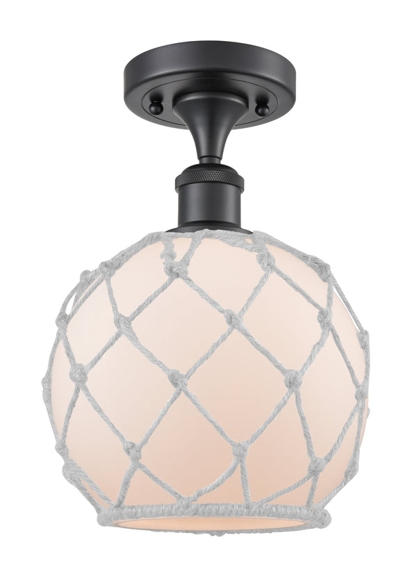 Innovations Lighting Farmhouse Rope 1 Light Semi-Flush Mount Part Of The Ballston Collection 516-1C-BK-G121-8RW-LED
