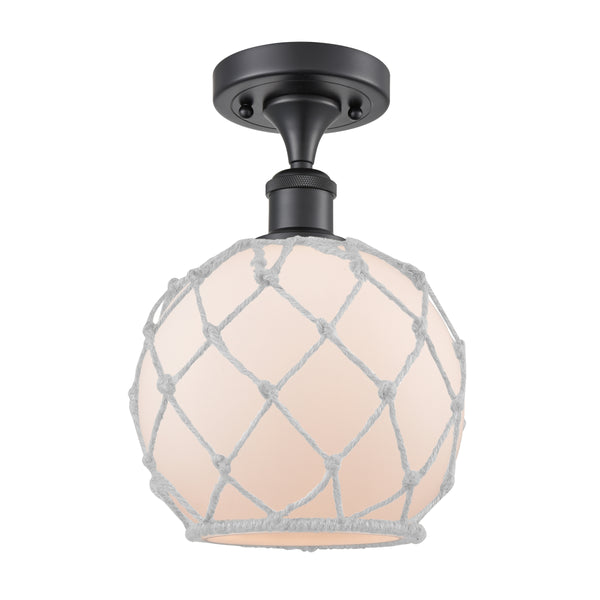 Innovations Lighting Farmhouse Rope 1 Light Semi-Flush Mount Part Of The Ballston Collection 516-1C-BK-G121-8RW