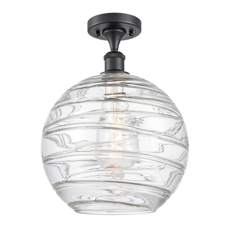 Innovations Lighting Deco Swirl 1 Light 12" Semi-Flush Mount 516-1C-BK-G1213-12
