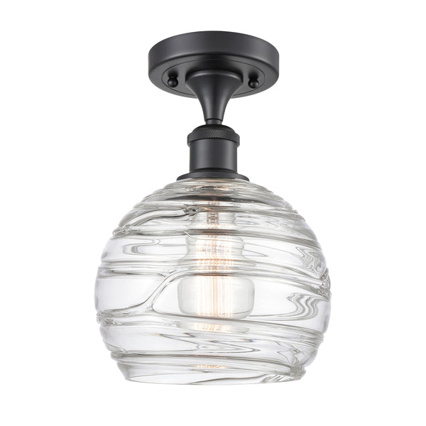 Innovations Lighting Deco Swirl 1 Light 8" Semi-Flush Mount 516-1C-BK-G1213-8