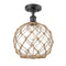 Innovations Lighting Large Farmhouse Rope 1 Light Semi-Flush Mount Part Of The Ballston Collection 516-1C-BK-G122-10RB