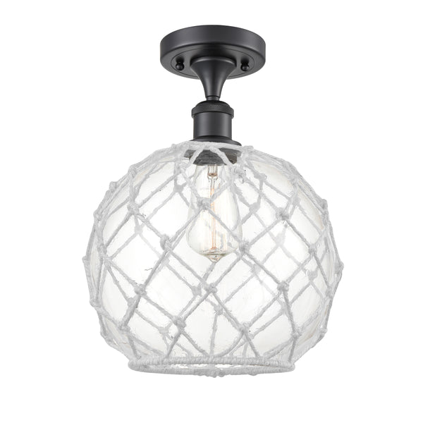 Innovations Lighting Large Farmhouse Rope 1 Light Semi-Flush Mount Part Of The Ballston Collection 516-1C-BK-G122-10RW