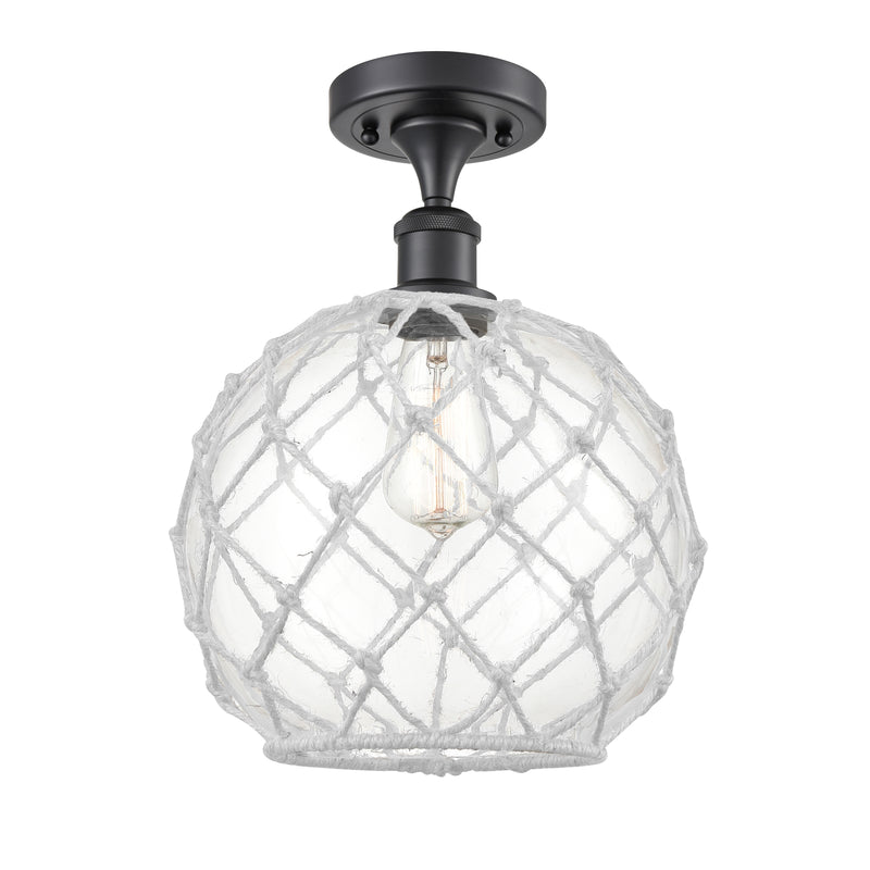 Innovations Lighting Large Farmhouse Rope 1 Light Semi-Flush Mount Part Of The Ballston Collection 516-1C-BK-G122-10RW