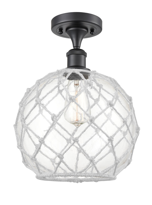 Innovations Lighting Large Farmhouse Rope 1 Light Semi-Flush Mount Part Of The Ballston Collection 516-1C-BK-G122-10RW-LED