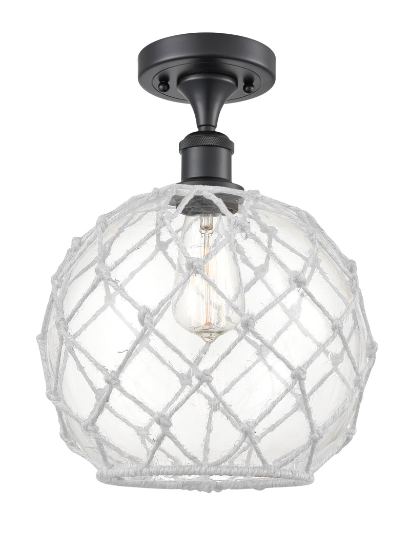 Innovations Lighting Large Farmhouse Rope 1 Light Semi-Flush Mount Part Of The Ballston Collection 516-1C-BK-G122-10RW-LED