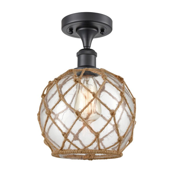 Innovations Lighting Farmhouse Rope 1 Light Semi-Flush Mount Part Of The Ballston Collection 516-1C-BK-G122-8RB