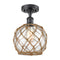 Innovations Lighting Farmhouse Rope 1 Light Semi-Flush Mount Part Of The Ballston Collection 516-1C-BK-G122-8RB