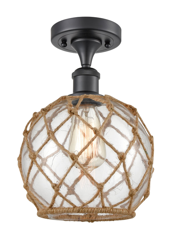 Innovations Lighting Farmhouse Rope 1 Light Semi-Flush Mount Part Of The Ballston Collection 516-1C-BK-G122-8RB-LED