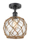 Innovations Lighting Farmhouse Rope 1 Light Semi-Flush Mount Part Of The Ballston Collection 516-1C-BK-G122-8RB-LED