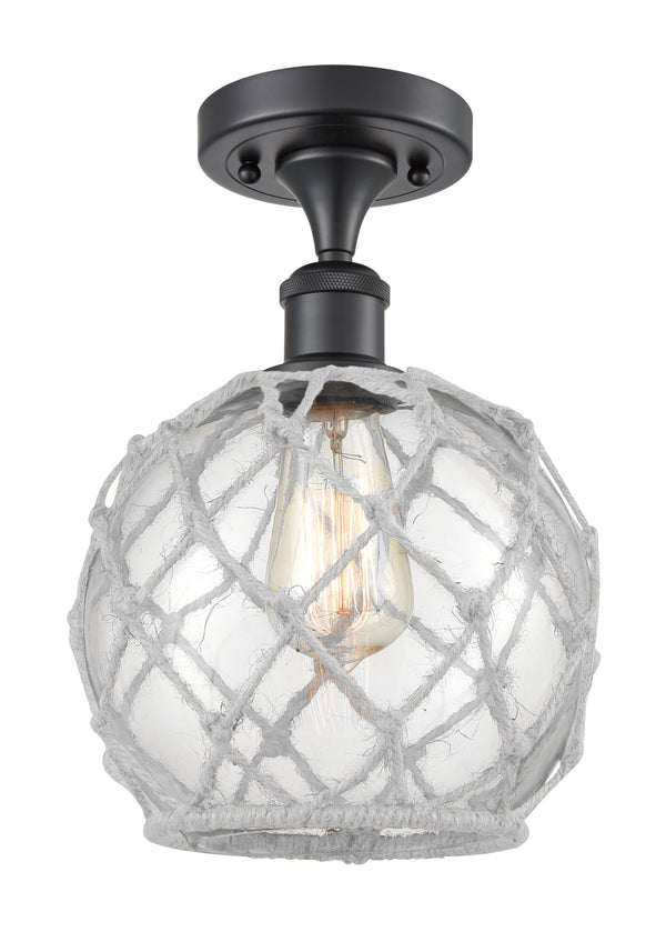 Innovations Lighting Farmhouse Rope 1 Light Semi-Flush Mount Part Of The Ballston Collection 516-1C-BK-G122-8RW-LED