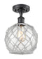 Innovations Lighting Farmhouse Rope 1 Light Semi-Flush Mount Part Of The Ballston Collection 516-1C-BK-G122-8RW-LED