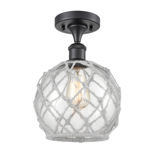 Innovations Lighting Farmhouse Rope 1 Light Semi-Flush Mount Part Of The Ballston Collection 516-1C-BK-G122-8RW
