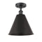 Innovations Lighting Ballston Cone 1 Light" Semi-Flush Mount 516-1C-BK-MBC-12-BK
