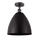 Ballston Dome Semi-Flush Mount shown in the Matte Black finish with a Matte Black shade