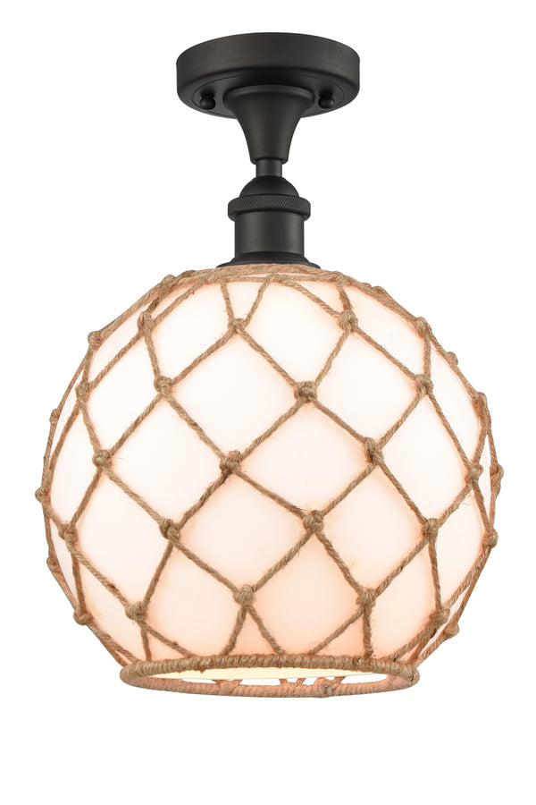 Innovations Lighting Large Farmhouse Rope 1 Light Semi-Flush Mount Part Of The Ballston Collection 516-1C-OB-G121-10RB-LED