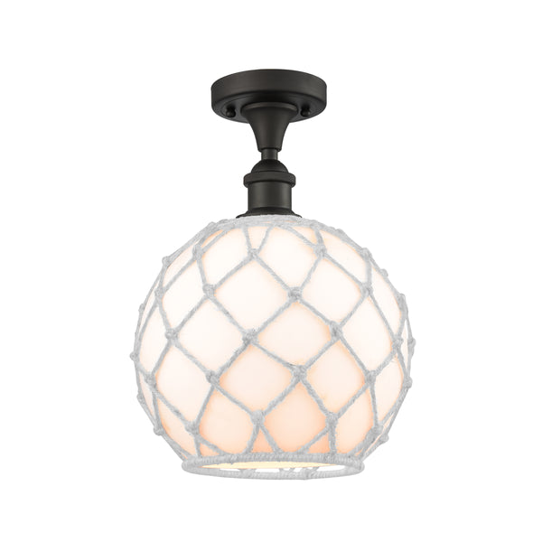 Innovations Lighting Large Farmhouse Rope 1 Light Semi-Flush Mount Part Of The Ballston Collection 516-1C-OB-G121-10RW