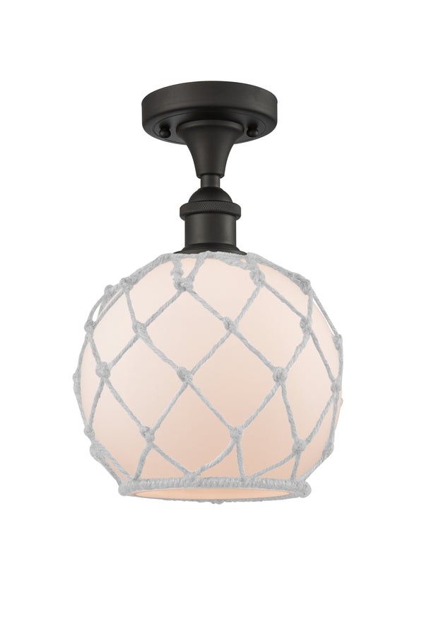 Innovations Lighting Farmhouse Rope 1 Light Semi-Flush Mount Part Of The Ballston Collection 516-1C-OB-G121-8RW-LED