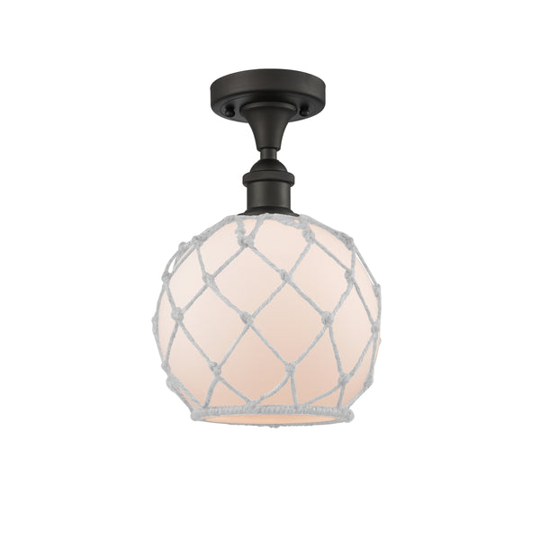 Innovations Lighting Farmhouse Rope 1 Light Semi-Flush Mount Part Of The Ballston Collection 516-1C-OB-G121-8RW