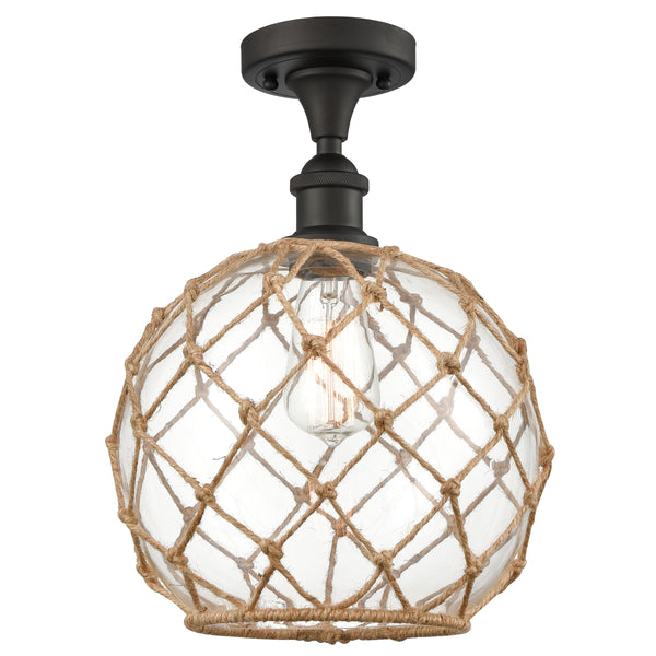 Innovations Lighting Large Farmhouse Rope 1 Light Semi-Flush Mount Part Of The Ballston Collection 516-1C-OB-G122-10RB