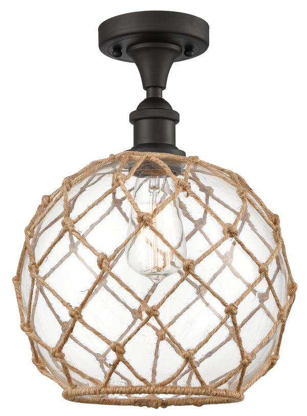 Innovations Lighting Large Farmhouse Rope 1 Light Semi-Flush Mount Part Of The Ballston Collection 516-1C-OB-G122-10RB-LED