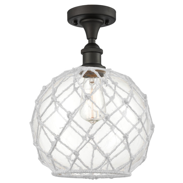 Innovations Lighting Large Farmhouse Rope 1 Light Semi-Flush Mount Part Of The Ballston Collection 516-1C-OB-G122-10RW