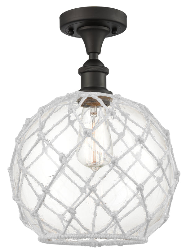 Innovations Lighting Large Farmhouse Rope 1 Light Semi-Flush Mount Part Of The Ballston Collection 516-1C-OB-G122-10RW-LED