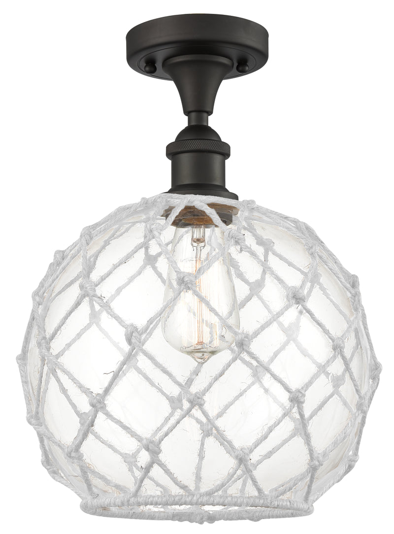 Innovations Lighting Large Farmhouse Rope 1 Light Semi-Flush Mount Part Of The Ballston Collection 516-1C-OB-G122-10RW-LED