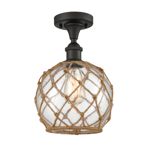 Innovations Lighting Farmhouse Rope 1 Light Semi-Flush Mount Part Of The Ballston Collection 516-1C-OB-G122-8RB