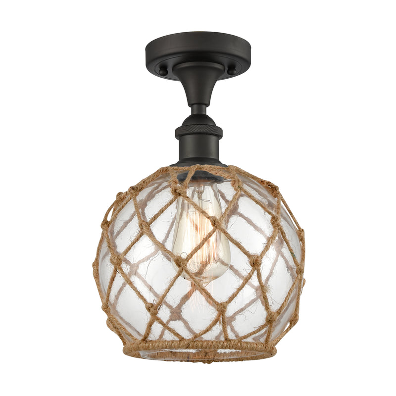 Innovations Lighting Farmhouse Rope 1 Light Semi-Flush Mount Part Of The Ballston Collection 516-1C-OB-G122-8RB