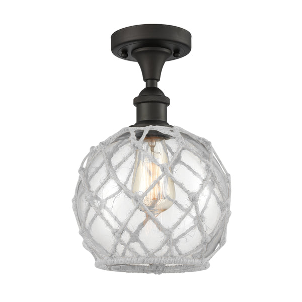 Innovations Lighting Farmhouse Rope 1 Light Semi-Flush Mount Part Of The Ballston Collection 516-1C-OB-G122-8RW