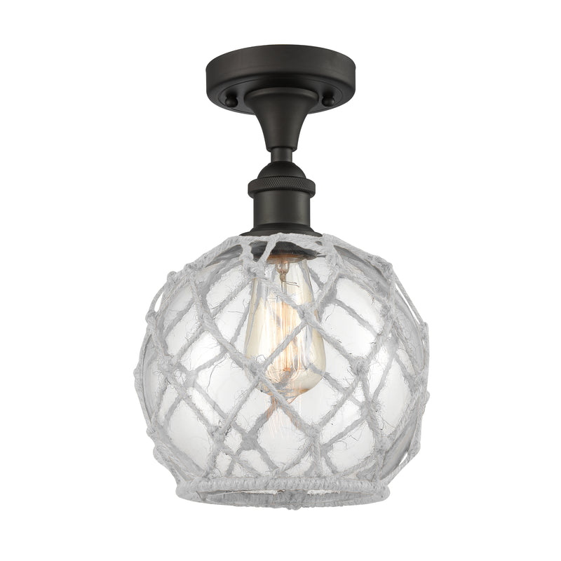 Innovations Lighting Farmhouse Rope 1 Light Semi-Flush Mount Part Of The Ballston Collection 516-1C-OB-G122-8RW