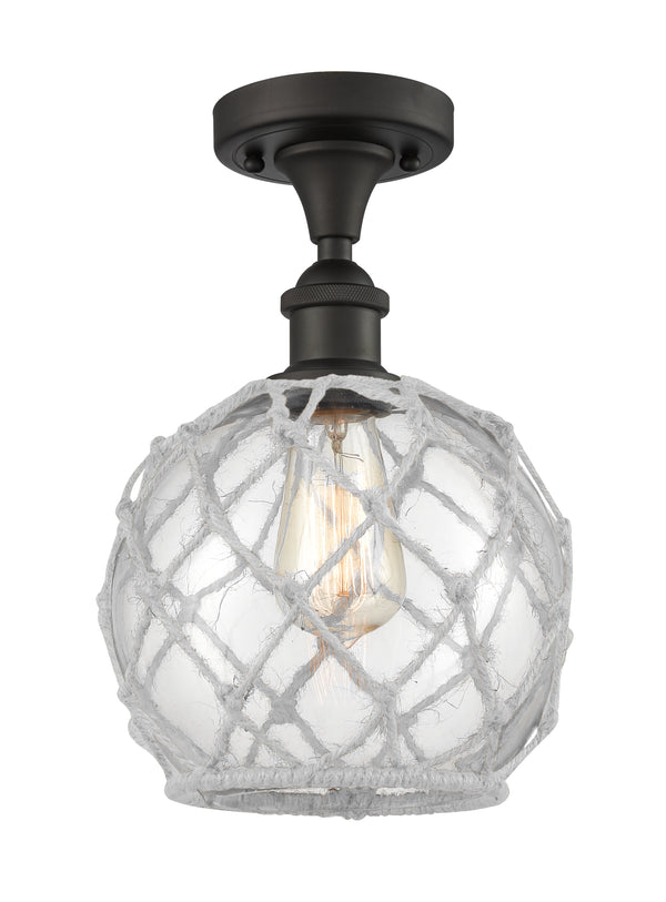 Innovations Lighting Farmhouse Rope 1 Light Semi-Flush Mount Part Of The Ballston Collection 516-1C-OB-G122-8RW-LED