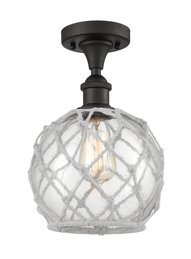Innovations Lighting Farmhouse Rope 1 Light Semi-Flush Mount Part Of The Ballston Collection 516-1C-OB-G122-8RW-LED
