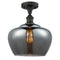 Fenton Semi-Flush Mount shown in the Oil Rubbed Bronze finish with a Plated Smoke shade