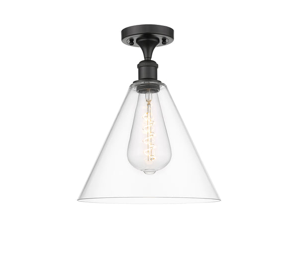 Innovations Lighting Ballston Cone 1 Light 12" Semi-Flush Mount 516-1C-OB-GBC-122-LED
