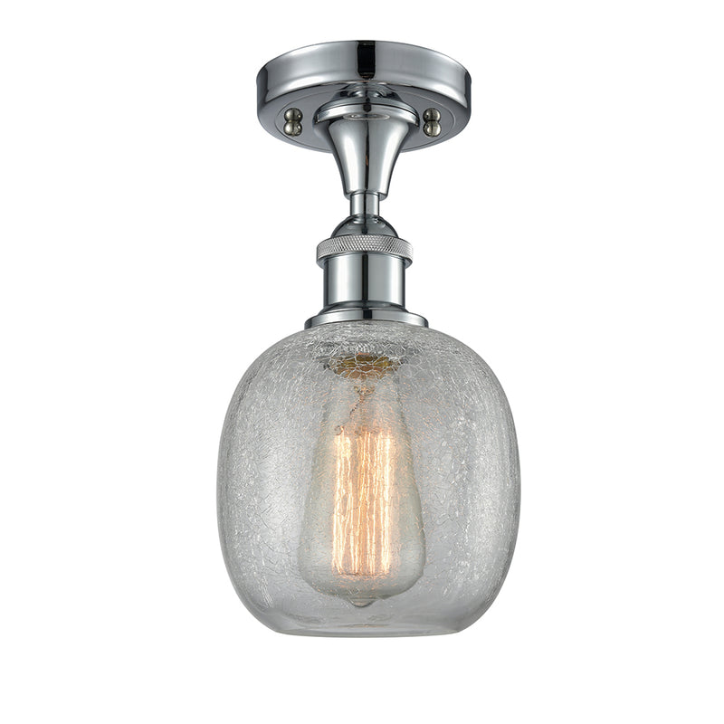 Belfast Semi-Flush Mount shown in the Polished Chrome finish with a Clear Crackle shade