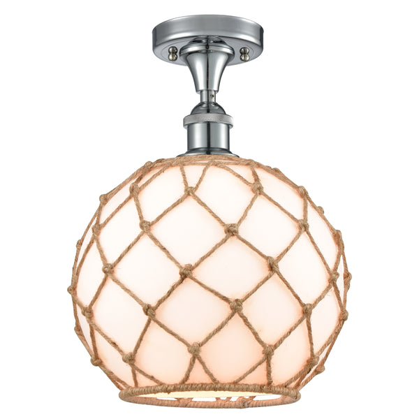 Innovations Lighting Large Farmhouse Rope 1 Light Semi-Flush Mount Part Of The Ballston Collection 516-1C-PC-G121-10RB