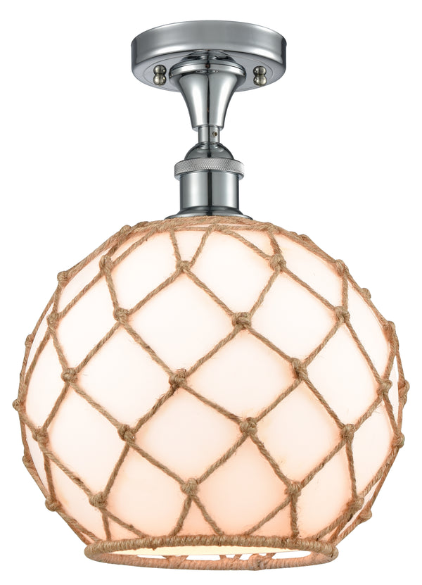 Innovations Lighting Large Farmhouse Rope 1 Light Semi-Flush Mount Part Of The Ballston Collection 516-1C-PC-G121-10RB-LED