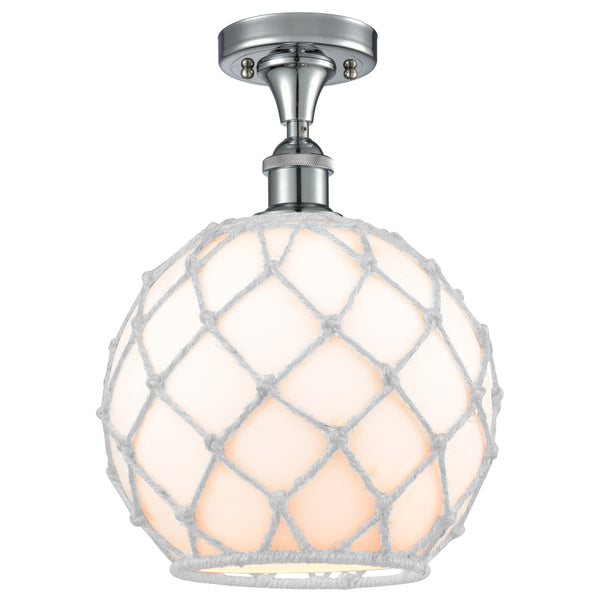 Innovations Lighting Large Farmhouse Rope 1 Light Semi-Flush Mount Part Of The Ballston Collection 516-1C-PC-G121-10RW