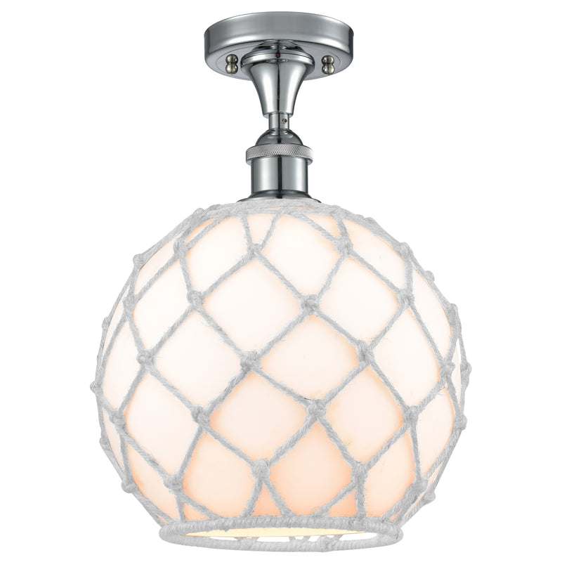 Innovations Lighting Large Farmhouse Rope 1 Light Semi-Flush Mount Part Of The Ballston Collection 516-1C-PC-G121-10RW