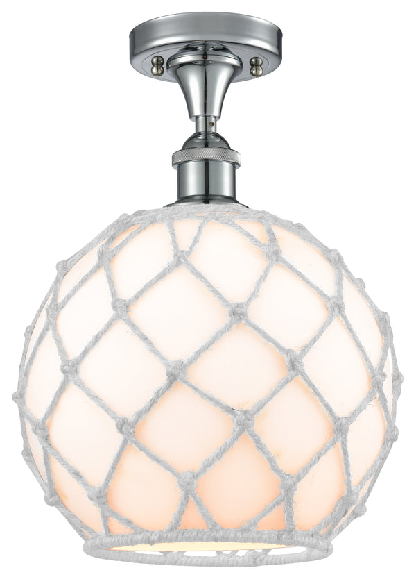 Innovations Lighting Large Farmhouse Rope 1 Light Semi-Flush Mount Part Of The Ballston Collection 516-1C-PC-G121-10RW-LED