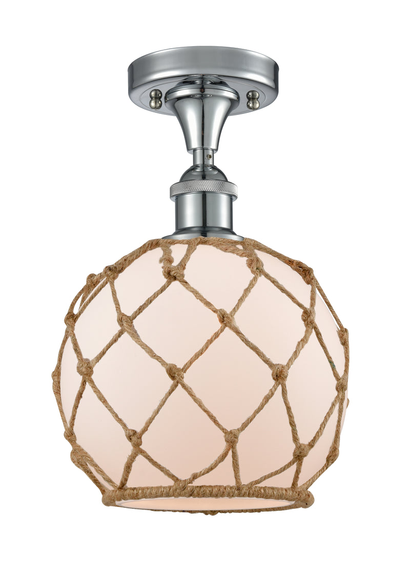 Innovations Lighting Farmhouse Rope 1 Light Semi-Flush Mount Part Of The Ballston Collection 516-1C-PC-G121-8RB-LED