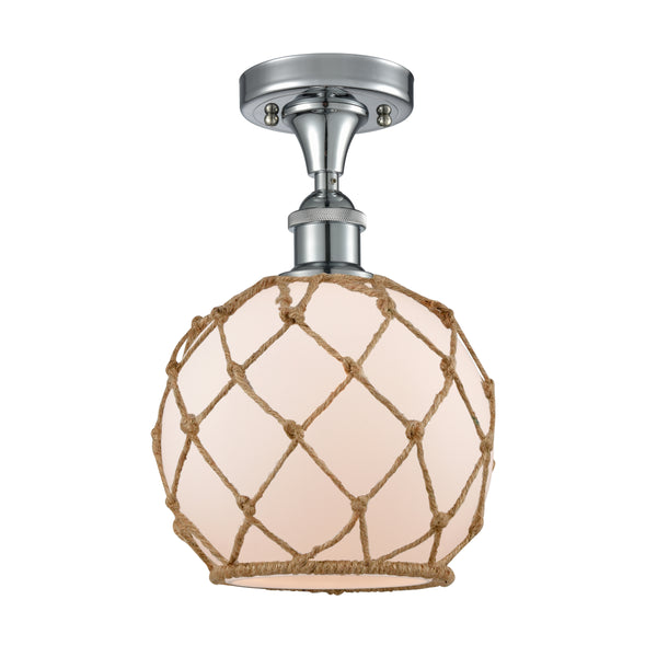 Innovations Lighting Farmhouse Rope 1 Light Semi-Flush Mount Part Of The Ballston Collection 516-1C-PC-G121-8RB