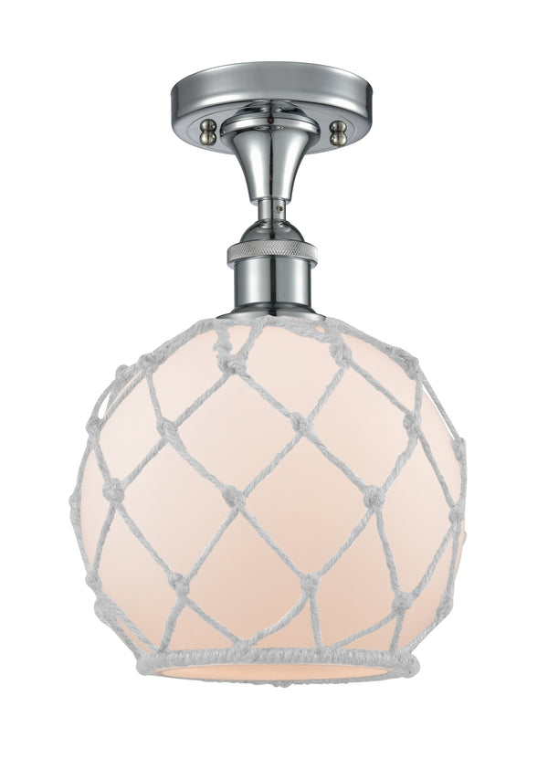 Innovations Lighting Farmhouse Rope 1 Light Semi-Flush Mount Part Of The Ballston Collection 516-1C-PC-G121-8RW-LED